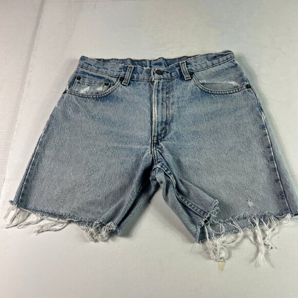 VTG 80s Levi's Jean Shorts Men's 29* Light Blue Faded Cut Off Frayed Denim Jorts - Picture 1 of 16